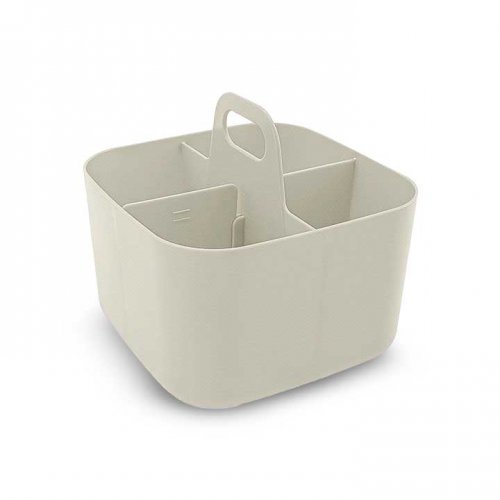 [256077] ORGANIZADOR RECTANGULAR BLANCO CON ASA CON 3 DIVISIONES 15X10,8X13,5CM