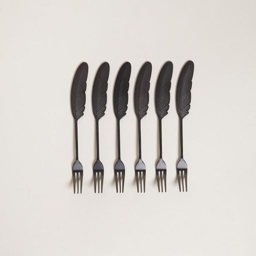 [4113250] SET X 6 TENEDORES PLUME NEGRO MATE 16 CM