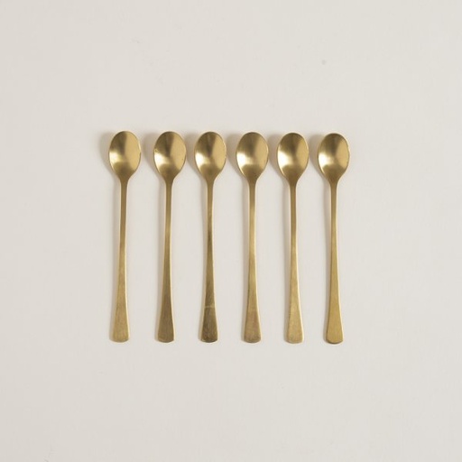 [4113268] SET X 6 CUCHARAS DE ACERO DORADO DISEÑO OVAL 13CM