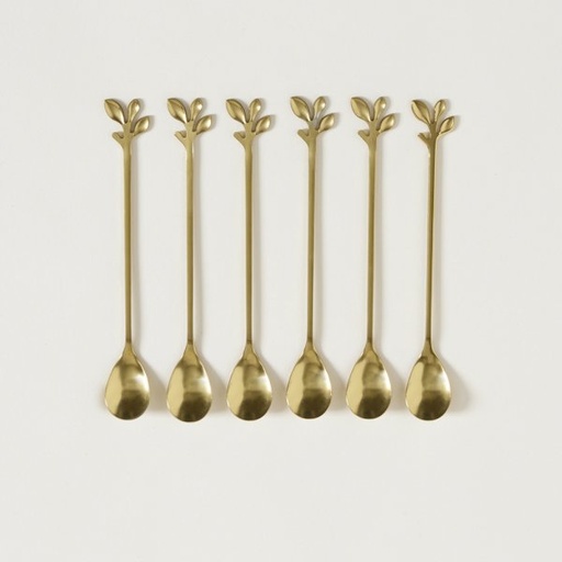 [4113270] SET X 6 CUCHARAS LARGAS  ACERO DORADO STEM 16,5 CM