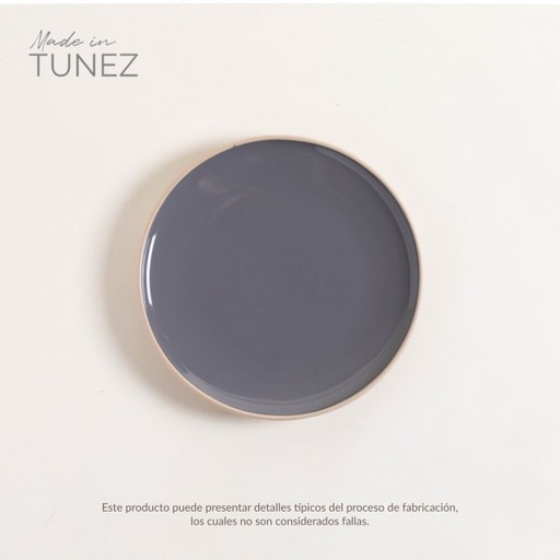 [4113337] PLATO POSTRE SET X 6 KORBA GRIS OSCURO BRILLANTE CON BEIGE