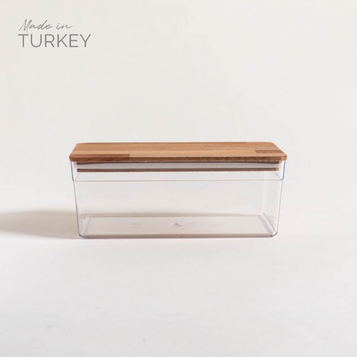 [4113343] RECIPIENTE RECTANGULAR ACRILICO TAPA DE MADERA 150