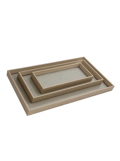 [141287] SET DE 3 BANDEJAS DE MADERA. MEDIDAS 12X28X3 CM, 18X38X3 CM Y 27X45X3 CM BP320
