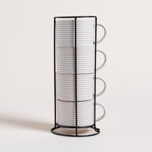 [4113454] SET X 4 TAZAS LINES EN RACK 285 ML