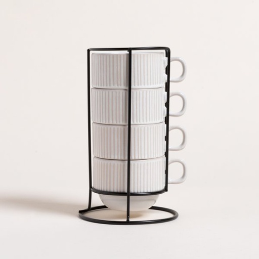 [4113465] SET X 4 TAZAS GRATED EN RACK 230 ML