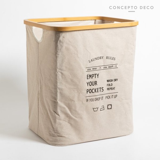 [165179] CESTO LAUNDRY RULES CUADRADO CRUDO 47X33CM