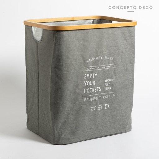 [165181] CESTO LAUNDRY RULES CUADRADO GRIS 47X33CM
