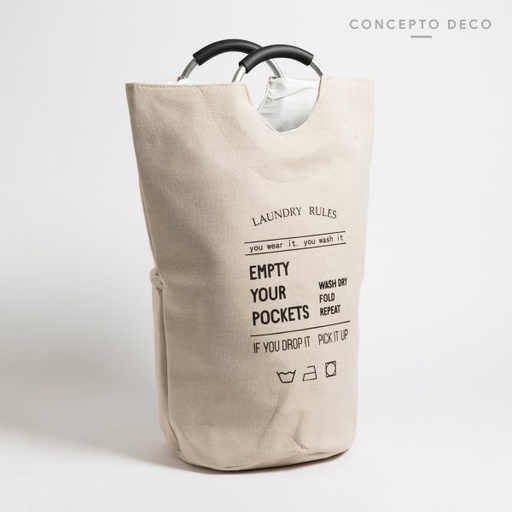 [165206] CESTO LAUNDRY RULES CON MANIJA CRUDO 65CM