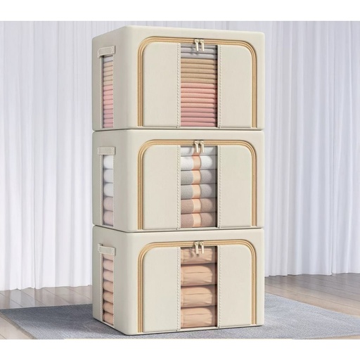 [2561574] ORGANIZADOR BEIGE PARA ROPA CON VISOR Y CIERRE TELA POLIÉSTER 39X29X20CM 22LT