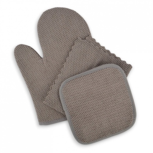 [2561585] SET X3 PIEZAS (2 AGARRADERAS + 1 PAÑO) LISO GRIS