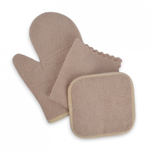 [2561586] SET X3 PIEZAS (2 AGARRADERAS + 1 PAÑO) LISO NATURAL