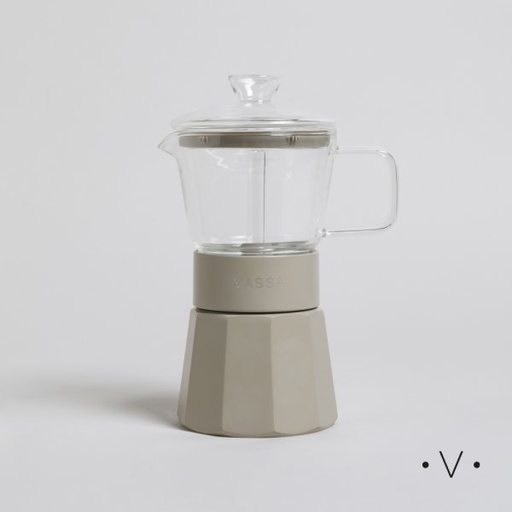 [4113560] CAFETERA TIPO ITALIANA DE BOROSILICATO 240 ML VASSA HOME