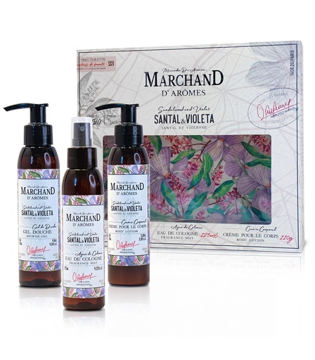 [130467] COFFRET SPECIAL TRÍO TOILETT MARCHAND D AROMES SANTAL Y VIOLETA