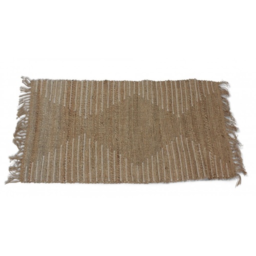 [380515] ALFOMBRA 70 X 120 CM YUTE Y RIBETES ALGODÓN NATURAL