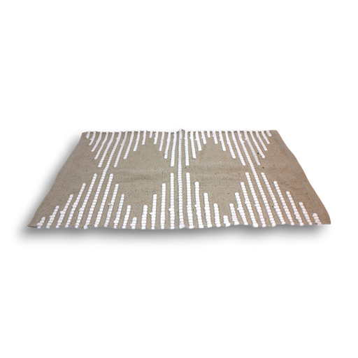 [380284] ALFOMBRA 50 X 80 CM NATURAL CON TRAMADO BLANCO