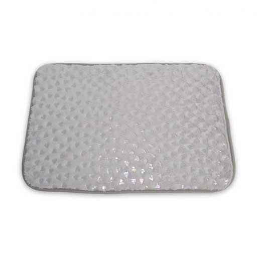 [380490] ALFOMBRA MICROFIBRA 40 X 60 CM GRIS CLARO CON CORANZONCITOS