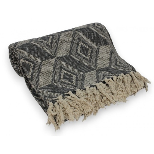 [380482] MANTA 130 X 190 CM GRIS CON ROMBOS NATURALES