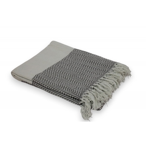 [380483] MANTA 125 X 150 CM LISA NATURAL Y GUARDA V GRIS