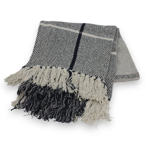 [380458] MANTA 125 X 150 CM ESCOCESA NEGRO Y BLANCO