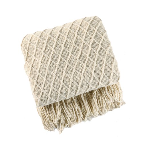 [380321] MANTA 130 X 170 CM LISA TRAMA ROMBO CHICO BLANCA