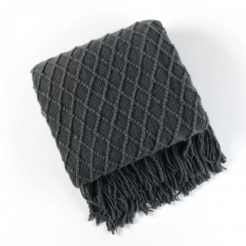 [380322] MANTA 130 X 170 CM LISA TRAMA ROMBO CHICO GRIS