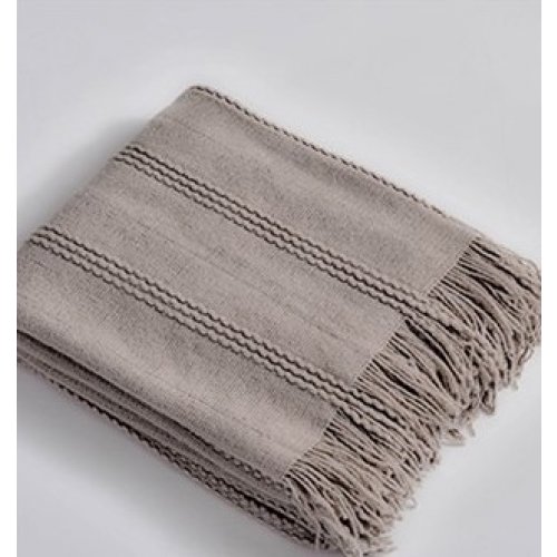 [380295] MANTA 130 X 170 CM LISA TRAMA LINEAS GRIS