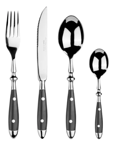 [403003] SET CUBIETOS X 24 PIEZAS BISTRO NEGRO ACERO INOXIDABLE VOLF