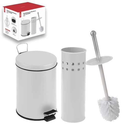 [140394] SET RECIPIENTE RESIDUOS 5 LITROS CON ESCOBILLA BLANCO