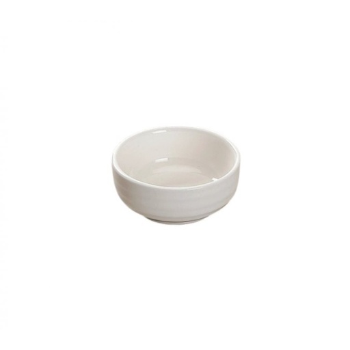[256776] BOWLS REDONDOS PARA SALSA DE SOJA DE CERÁMICA BLANCA RAYADA 7X3,2CM