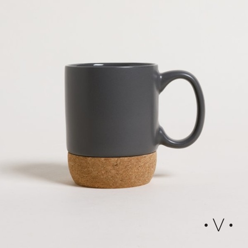 [4113851] MUG NET GREY BASE DE CORCHO 400 ML VASSA HOME