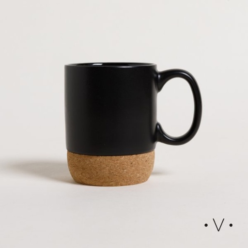 [4113854] MUG NET BLACK BASE DE CORCHO 400 ML VASSA HOME