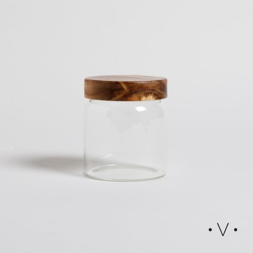 [4113857] FRASCO REDONDO CON TAPA DE MADERA DE ACACIA 800 ML VASSA HOME