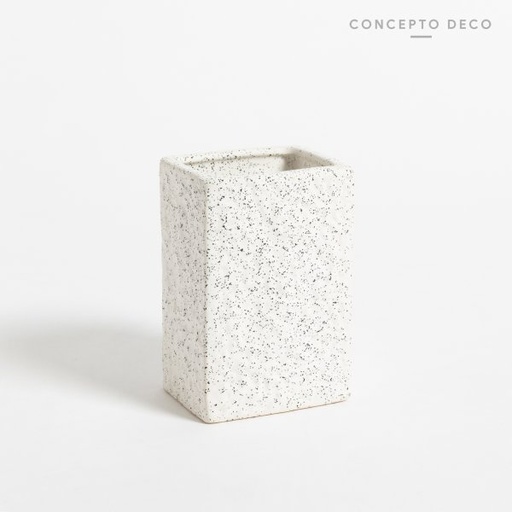 [1650356] PORTACEPILLO GRANITO CUADRADO BLANCO 11CM