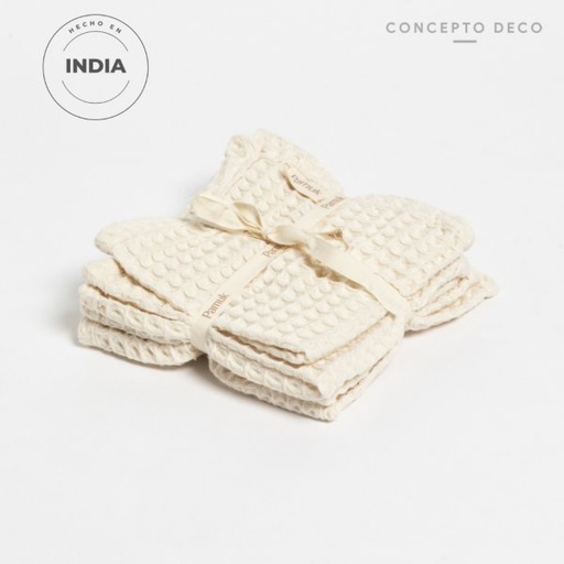 [1650473] SET X 4 SERVILLETAS PAMUK WAFFLE CRUDO 30X30CM