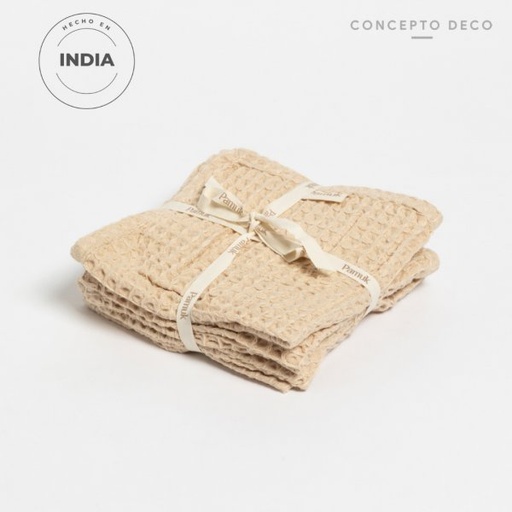 [1650474] SET X 4 SERVILLETAS PAMUK WAFFLE ARENA 30X30CM