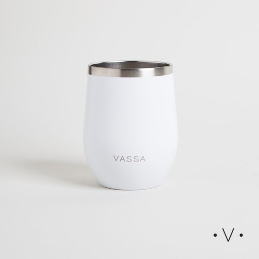 [4114108] MATE DE ACERO INOXIDABLE BLANCO 350ML VASSA HOME