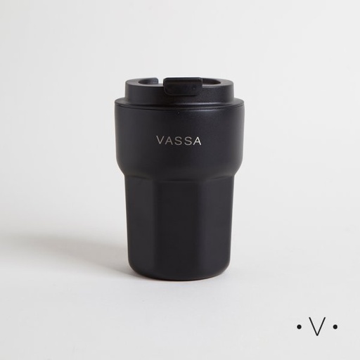 [4114115] VASO TERMICO DE ACERO INOXIDABLE NEGRO 350ML VASSA HOME