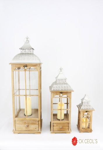 [413537] FAROL SET X 3 103CM.70CM. 41CM BROWN WASH/SILVER