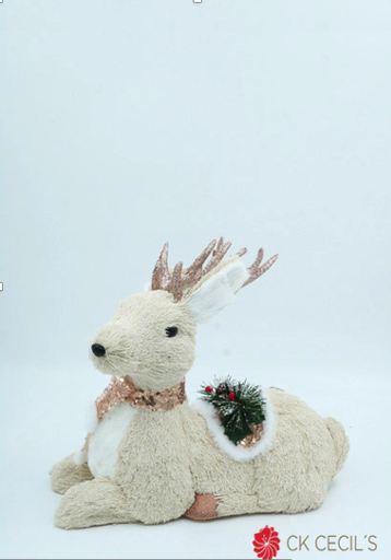 [277609] CIERVO SENTADO 37 C 35 CM. BEIGE