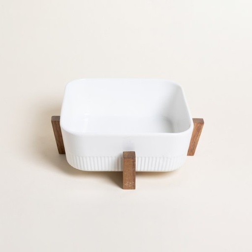 [4114169] FUENTE CUADRADA PARA HORNO CON BASE DE ACACIA 22 CM