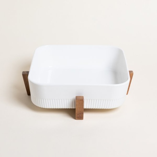 [4114170] FUENTE CUADRADA PARA HORNO CON BASE DE ACACIA 27,5 CM