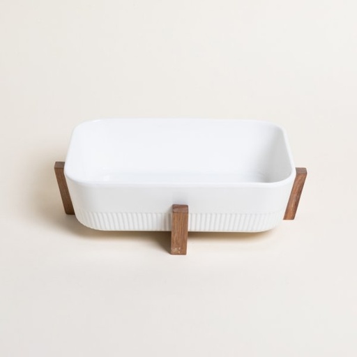 [4114166] FUENTE RECTANGULAR PARA HORNO CON BASE DE ACACIA 30X20 CM