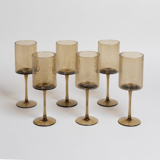 [4114550] SET X 6 COPAS FEDRA BROWN 320 ML VASSA HOME