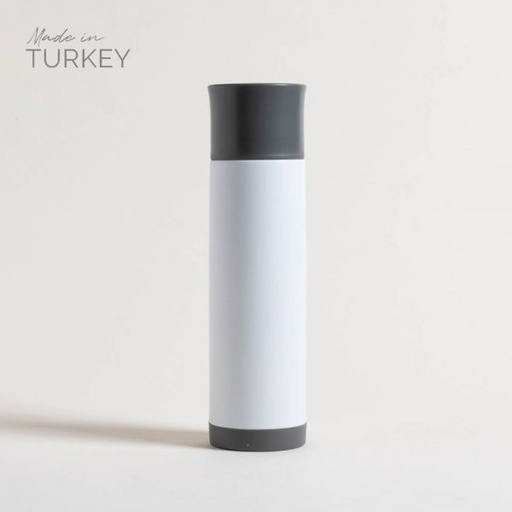 [4114261] TERMO DE ACERO INOXIDABLE BLANCO TAPA GRIS TOPO 750 ML