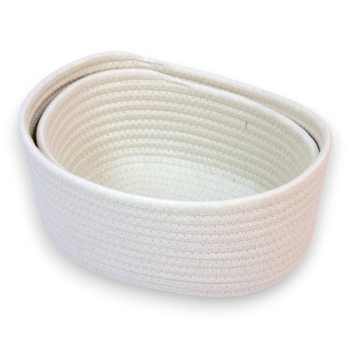 [2561717] SET X2 CANASTOS OVAL HILO POLYESTER Y ALGODÓN 25X18X11/22X17X9CM BLANCO
