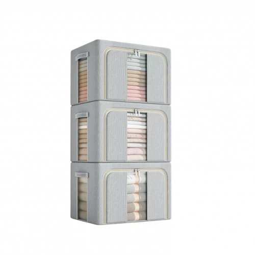 [2561732] ORGANIZADOR GRIS PARA ROPA CON VISOR Y CIERRE TELA POLIÉSTER 50X40X33CM 66LT 