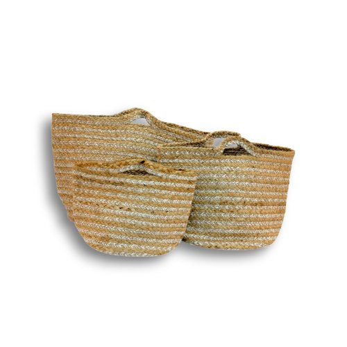 [380933] SET X 3 CANASTOS YUTE Y ALGODÓN 30 X 30 / 25 X 25 / 20 X 20 CM