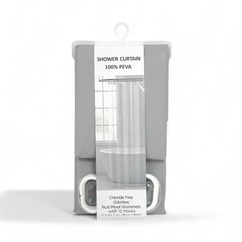 [380945] CORTINA DE BAÑO 180 X 180 CM LISO GRIS CLARO