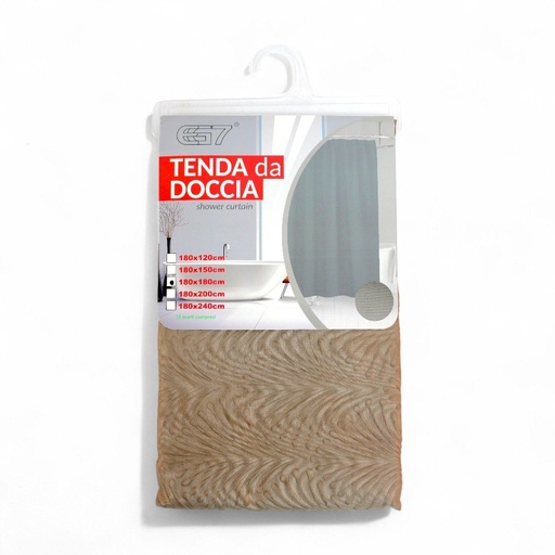 [380949] CORTINA BAÑO 180 X 180 CM TRAMADO HOJAS PALMA BEIGE