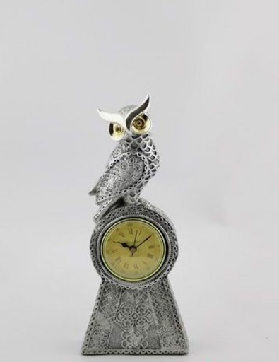 [2760243] LECHUZA RELOJ POLYRESINA X 26,5 CM SILVER